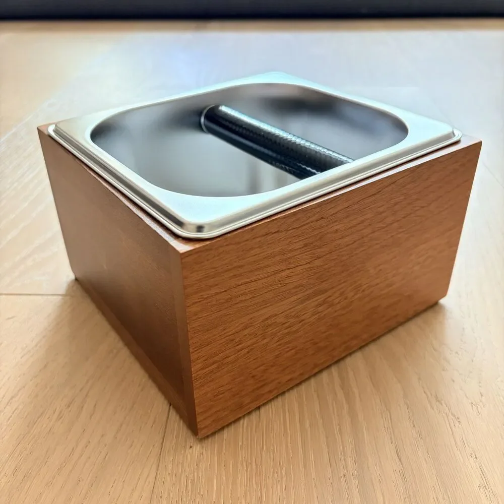 Solid Wood and Stainless Steel Espresso Knock Box NEW